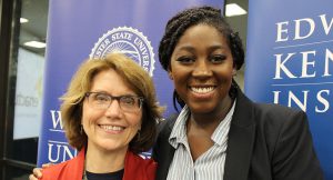 Nana Darkwa, '19, WSU's first student ambassador to EMK with Mary Grant, EMK president