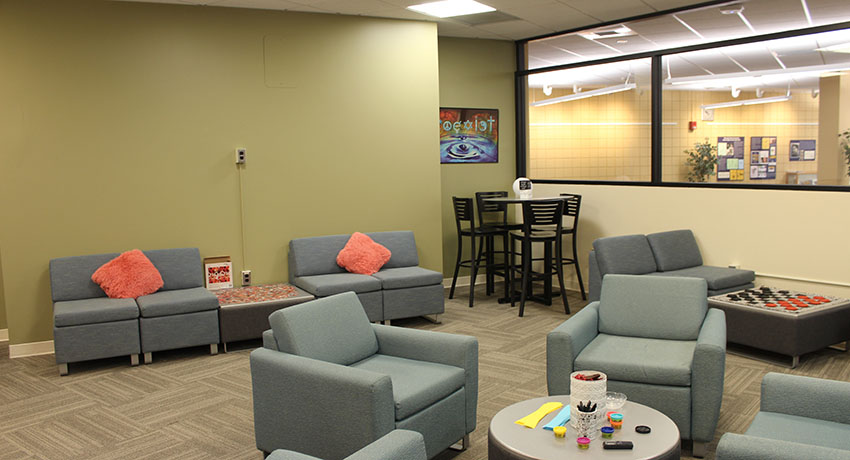 Wide shot of the new lounge