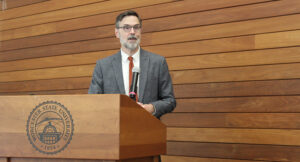 Ross Griffiths at the podium