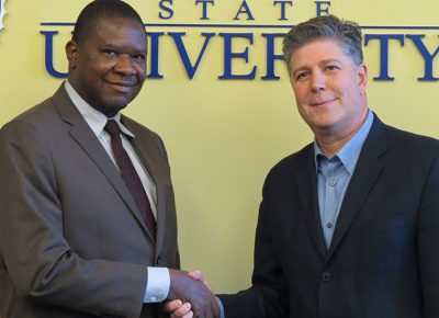 Vice Chancellor of Edo University Emmanuel Aluyor and Worcester State President Barry Maloney