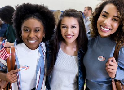 Smiling student voters