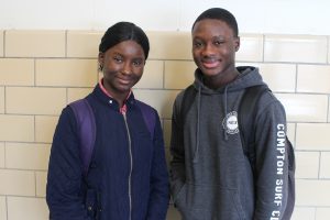 Serwah and her brother Gyasi in the hallway at WSU