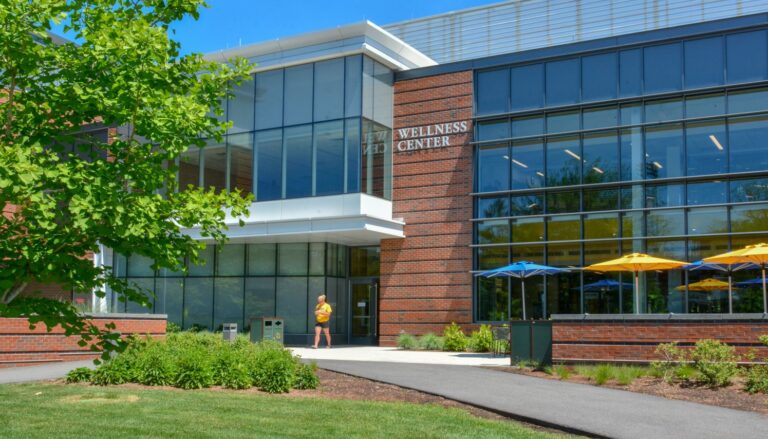 Exterior of the Wellness Center on a sunny day