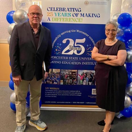 Rep. Jim McGovern and Gladys Rodriguez-Parker at LEI's 25th anniversary celebration.