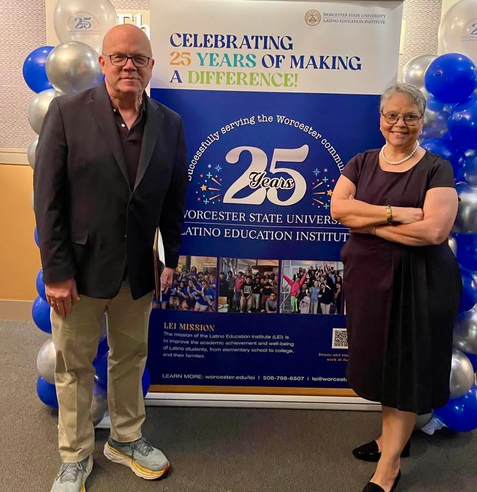 Rep. Jim McGovern and Gladys Rodriguez-Parker at LEI's 25th anniversary celebration.