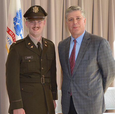 Presidentr Maloney and Lt. John Regan at teh commissioning ceremony